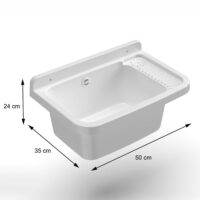 Mongardi – Pilozzo Multiuso Basic - 50x35 cm - Lavatoio in Resina Resistente agli Acidi - Installazione a Muro Interno/Esterno - immagine 3