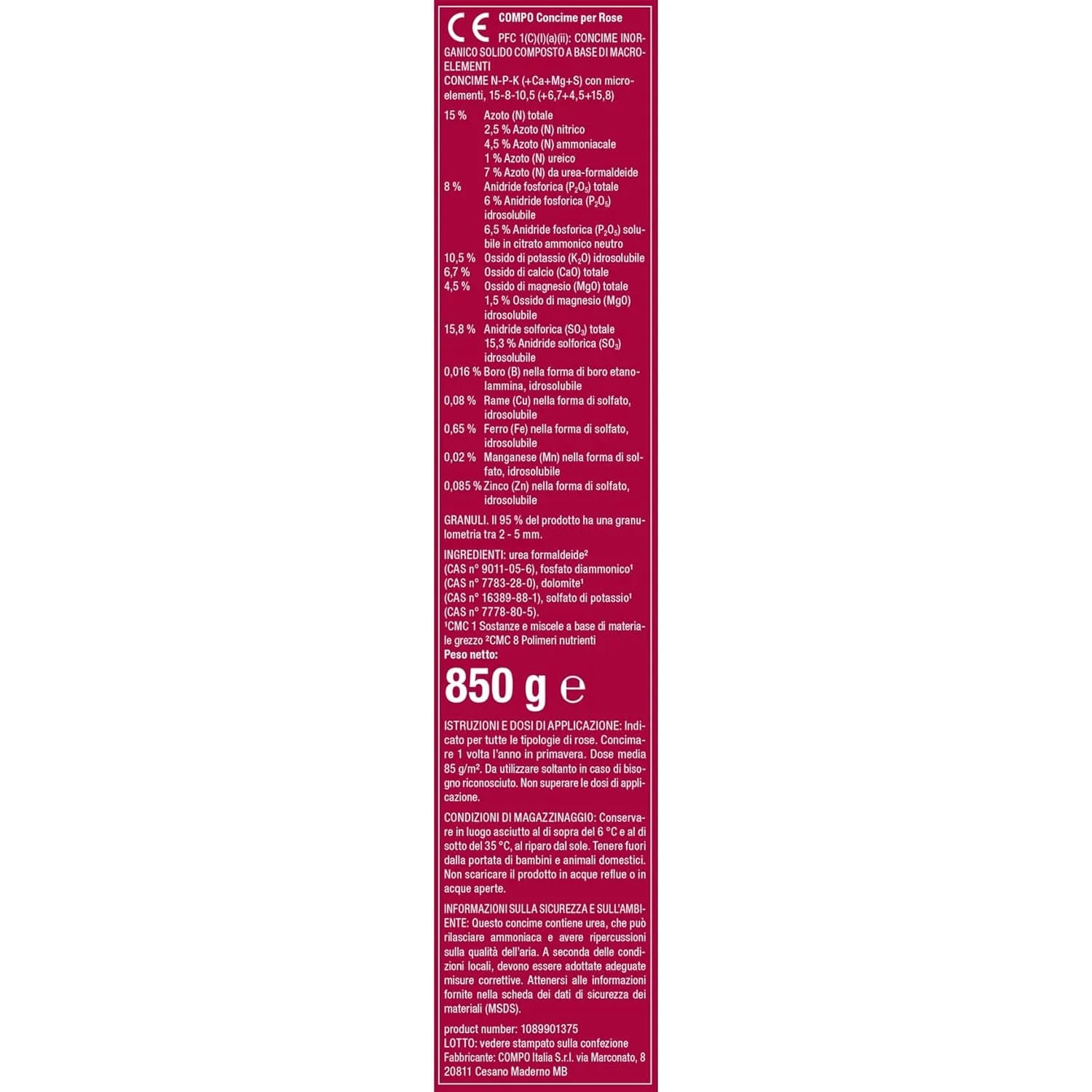 Compo – Concime per Rose a Lenta Cessione - 1 kg - Nutrizione Stagionale 6 Mesi - Per Fioriture Abbondanti e Profumate - immagine 9