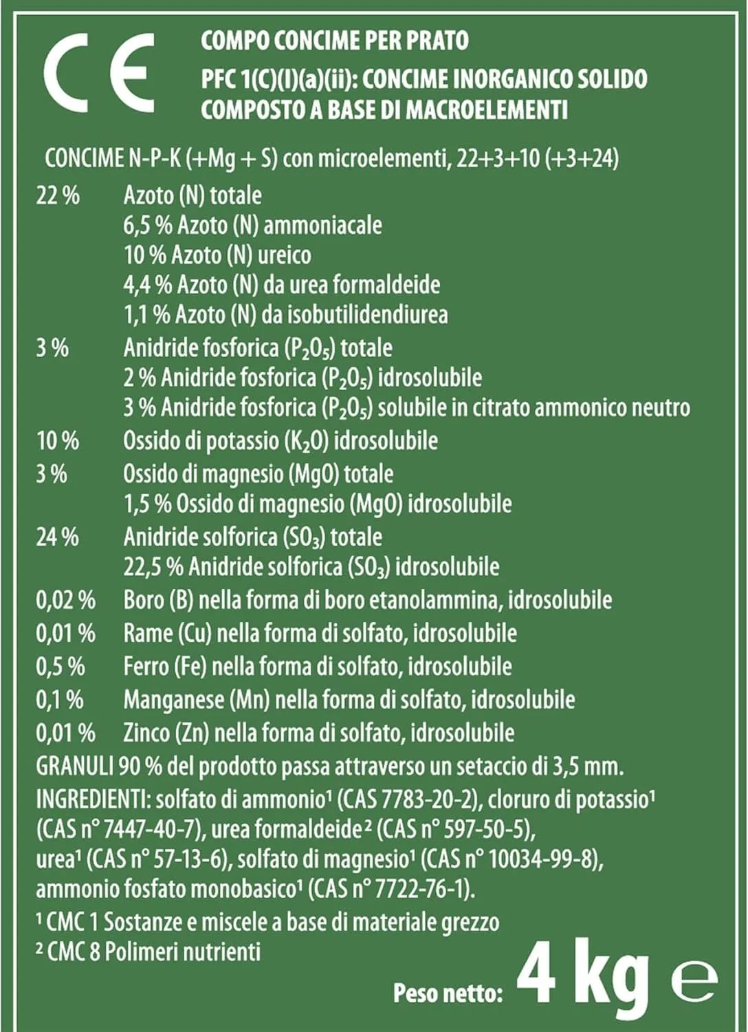 Compo –  Floranid Prato - Concime Professionale 4 kg - Tecnologia Isodur® Lenta Cessione 4 Mesi - Per un Prato Verde e Robusto - immagine 3