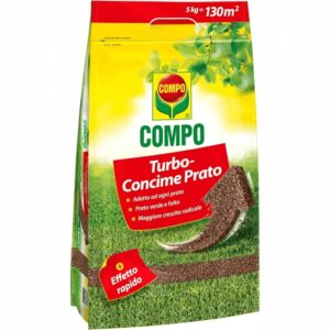 Confezione di concime granulare COMPO Turbo Prato da 1 kg, specifico per un rinverdimento rapido e la crescita accelerata dell'erba.