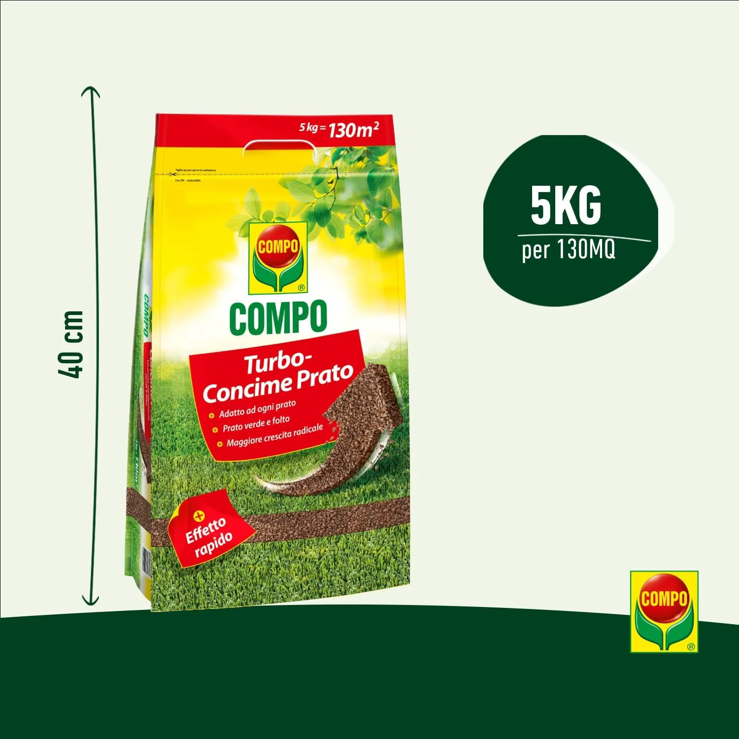 Compo –  Turbo Concime per Prato - 1 kg - Effetto Rinverdente Immediato - Ideale per Rigenerazione e Prati Sofferenti - Fino a 50 mq - immagine 2