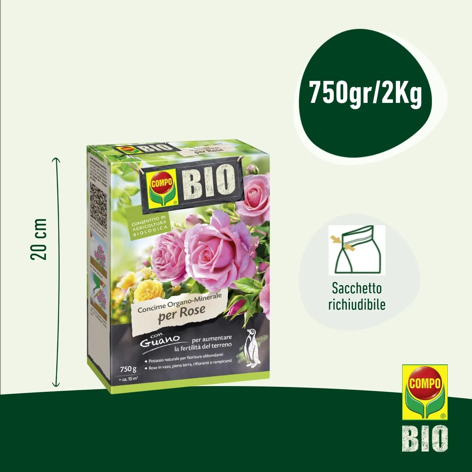 Compo Bio –  Concime per Rose - 2 Kg - 100% Organico Naturale - Consentito in Agricoltura Biologica - Per Fioriture Intense e Profumate - immagine 3
