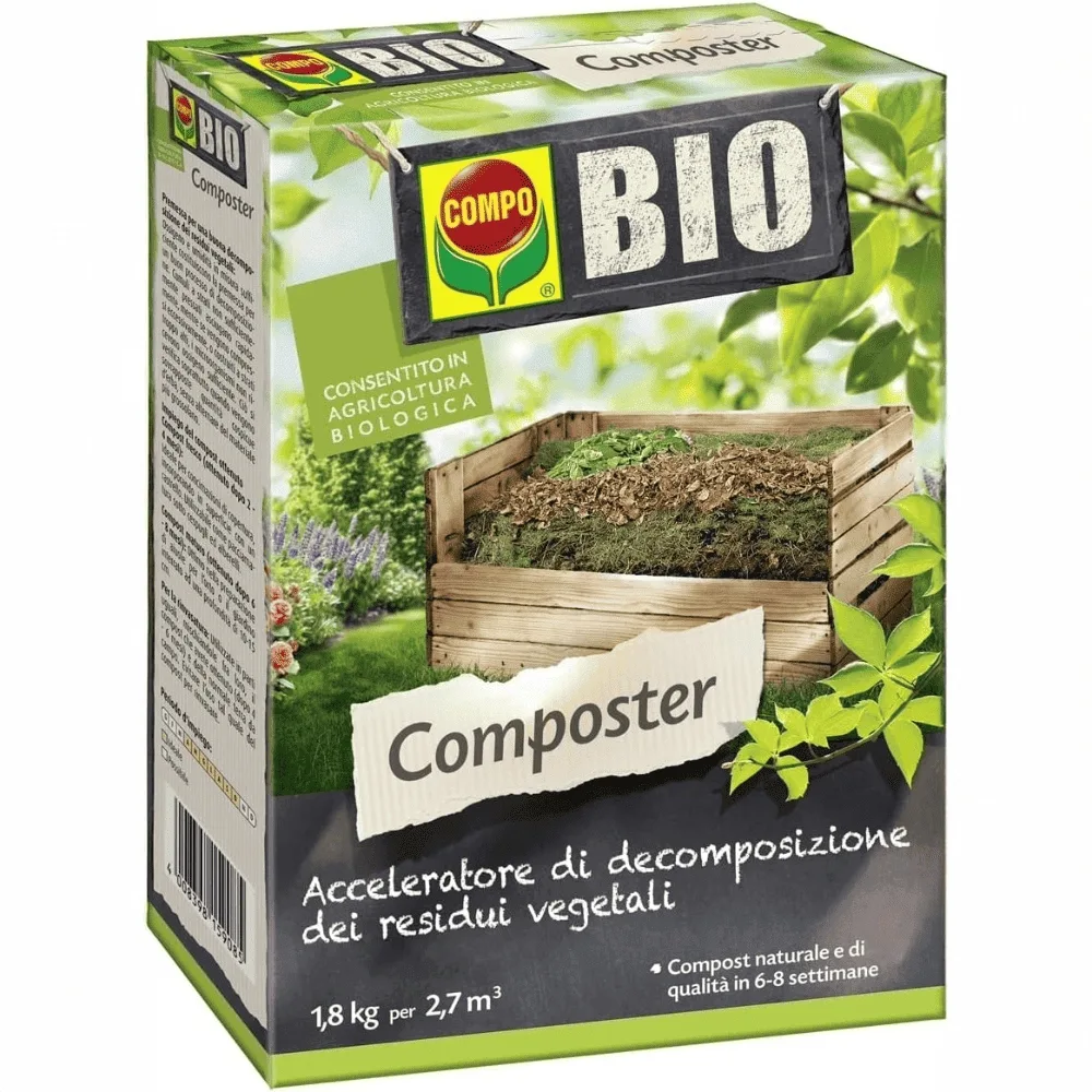 Confezione da 4 kg di attivatore per compostaggio COMPO BIO, ideale per accelerare la decomposizione dei residui vegetali e organici.
