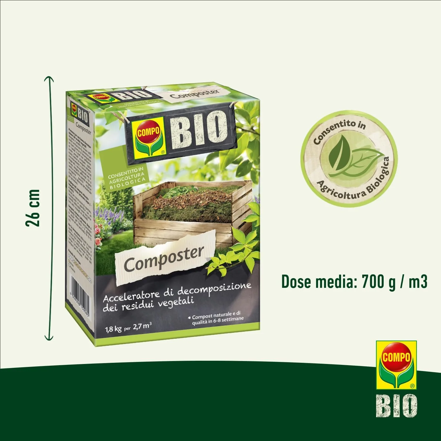 Compo Bio –  Composter - 1.8 kg - Acceleratore di Decomposizione Biologico - Trasforma Scarti in Humus - Consentito in Agricoltura Biologica - immagine 2