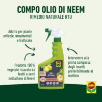 COMPO BIO –  Olio di Neem Pronto Uso - 750 ml - Protettivo Naturale per Piante e Fiori - 100% Vegetale - Consentito in Agricoltura Biologica - immagine 2