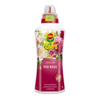 Flacone da 1 litro di concime specifico COMPO per rose, ideale per varietà a cespuglio, rampicanti e in vaso.