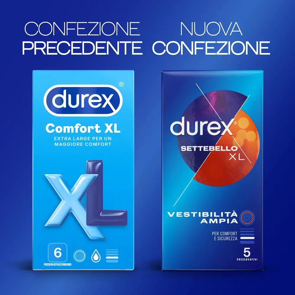 Durex Settebello XL - 5 Pezzi - Preservativi Extra Large Larghezza 57mm - Comfort Elevato e Vestibilità Ottimale - immagine 7
