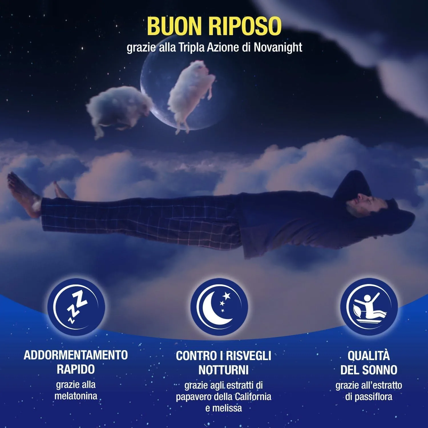 Novanight Integratore per il Sonno - 30 Capsule - Formula Tripla Azione - Aiuta ad Addormentarsi e Migliora la Qualità del Riposo - immagine 3