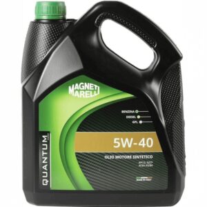 Flacone di olio motore sintetico Magneti Marelli Quantum Energy 5W-40, confezione da 4 litri.