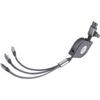 Cavo Ricarica Retrattile TEKMEE 3-in-1 - Anti-Groviglio - Connettori Lightning, USB-C, Micro-USB - Ideale per Viaggi e Ufficio - immagine 2