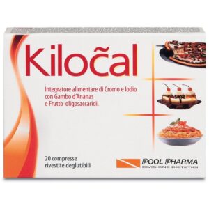 Confezione di Kilocal, integratore alimentare in compresse per favorire l'equilibrio del metabolismo.