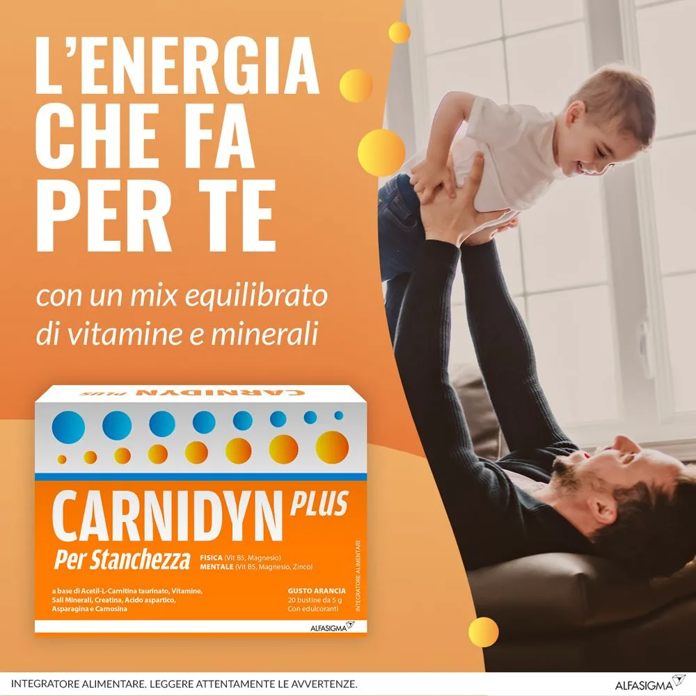 Carnidyn Plus Integratore - 20 Bustine da 5 Gr – Contrasta Stanchezza Mentale e Fisica - Formula Potenziata con Carnitina e Creatina - Recupero Rapido - immagine 2