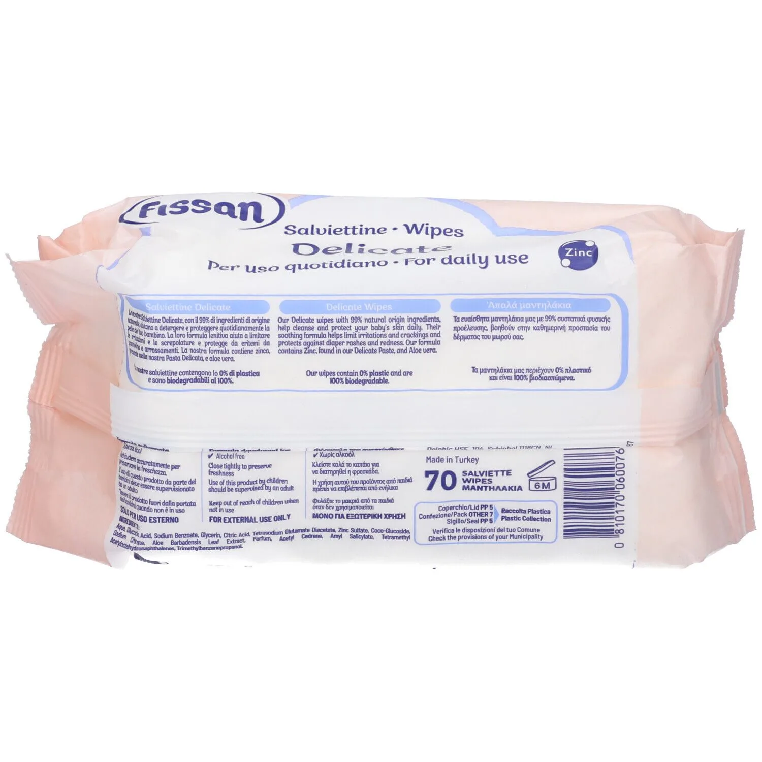 Fissan Salviettine Delicate - Maxi Scorta 840 Pezzi (12 Confezioni da 70) - Detersione Delicata per Neonati e Bambini - Prezzo Conveniente - immagine 2