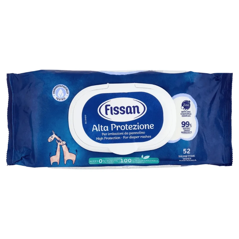 Maxi bundle di 12 confezioni di salviettine Fissan Baby Alta Protezione per neonati.