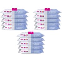 Maxi confezione di salviette HiPP per neonati, plastic-free, ideali per pelli sensibili.