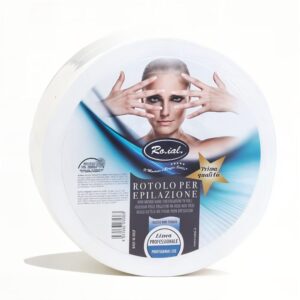 Rotolo di strisce depilatorie in TNT con trama incrociata marca Roial per uso professionale.