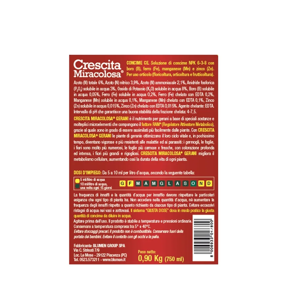 Concime per Gerani e Piante Fiorite - Crescita Miracolosa - Fertilizzante Liquido per Balcone e Giardino - Fioriture Abbondanti e Colori Vivi – 750 ML - immagine 2