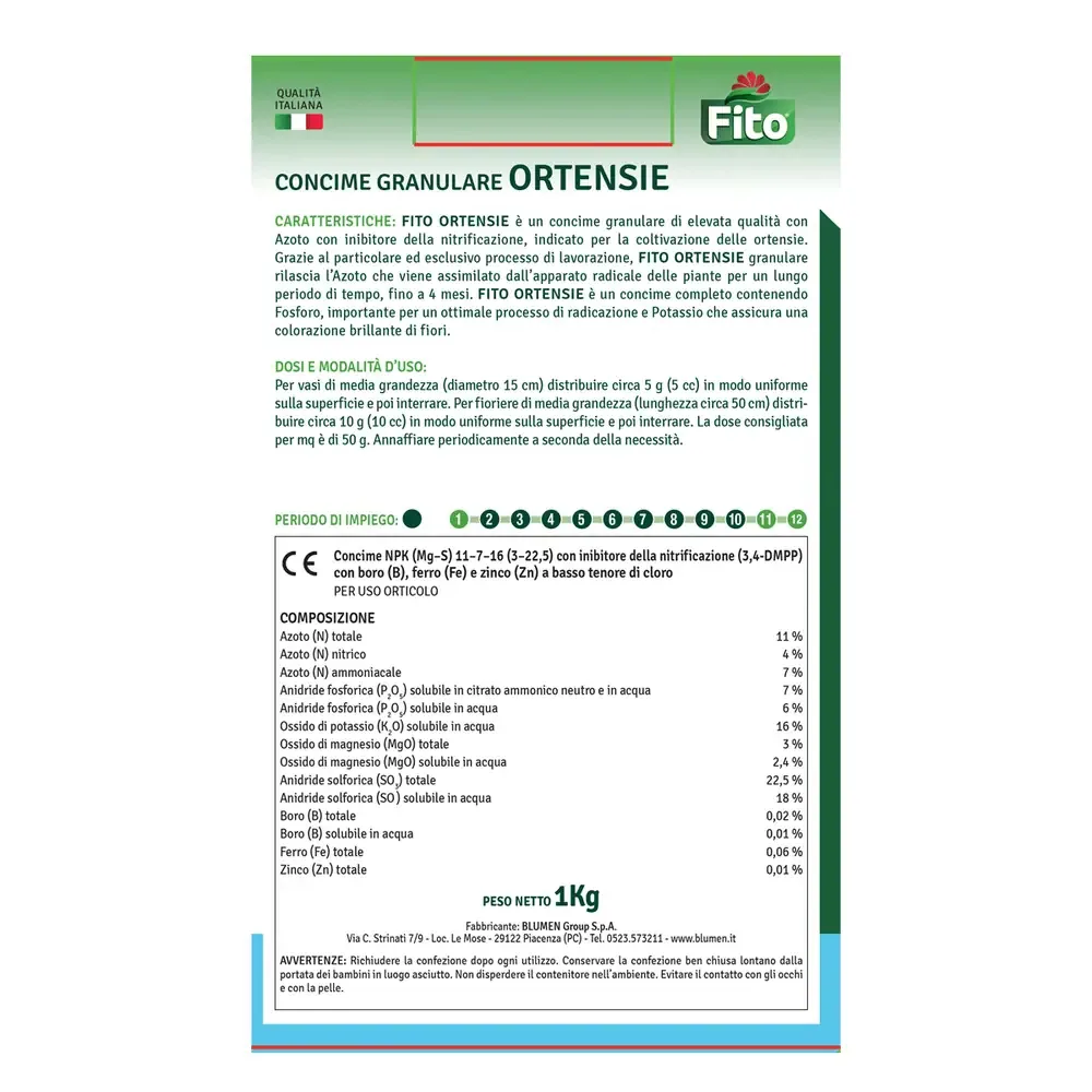 Fito Concime Granulare Ortensie - Nutrizione Specifica per Piante Acidofile - Fioriture Abbondanti e Colori Vivaci - Risultati Professionali – 1 Kg - immagine 2