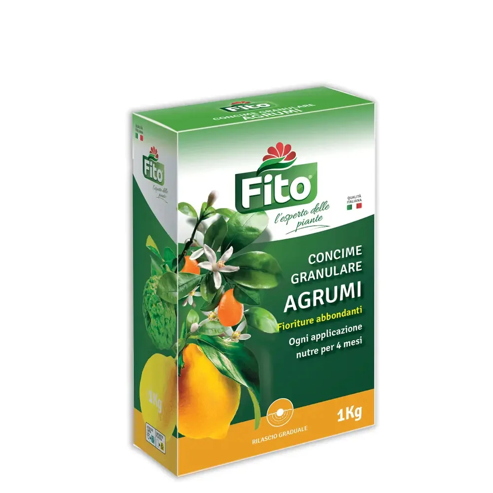 Confezione di Fito Concime Granulare specifico per piante di agrumi (limoni, aranci).