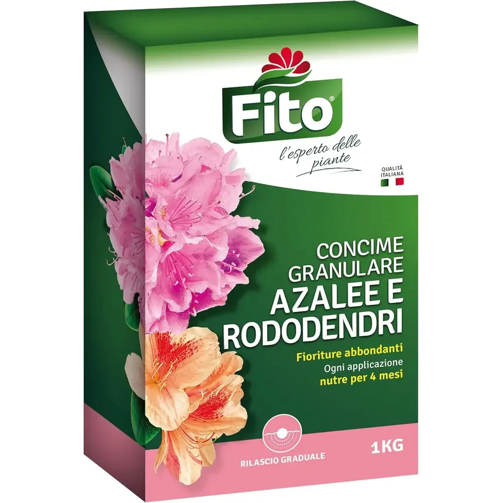 Confezione di Fito Concime Granulare specifico per Azalee, Rododendri e piante acidofile.