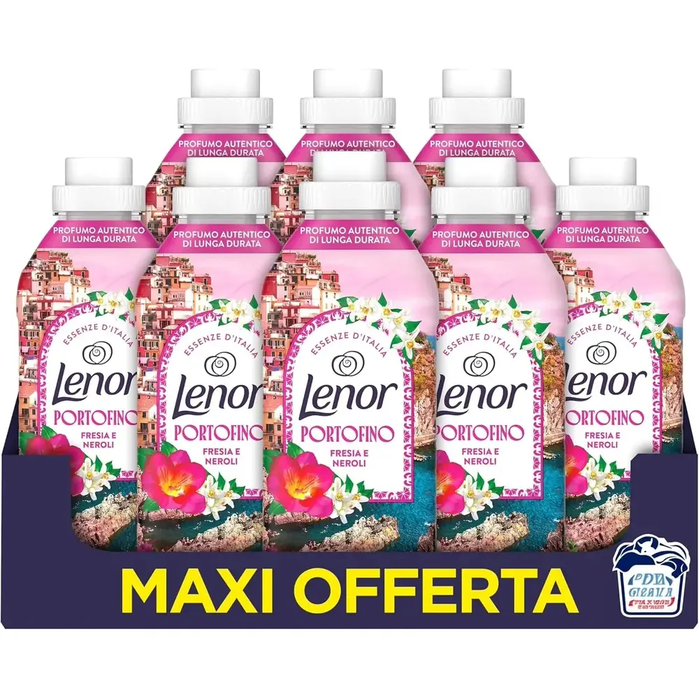 lenor-ammorbidente-fioritura-primaverile-portofino.jpg Flacone di ammorbidente Lenor Fioritura Primaverile di Portofino, fragranza ispirata alla riviera.