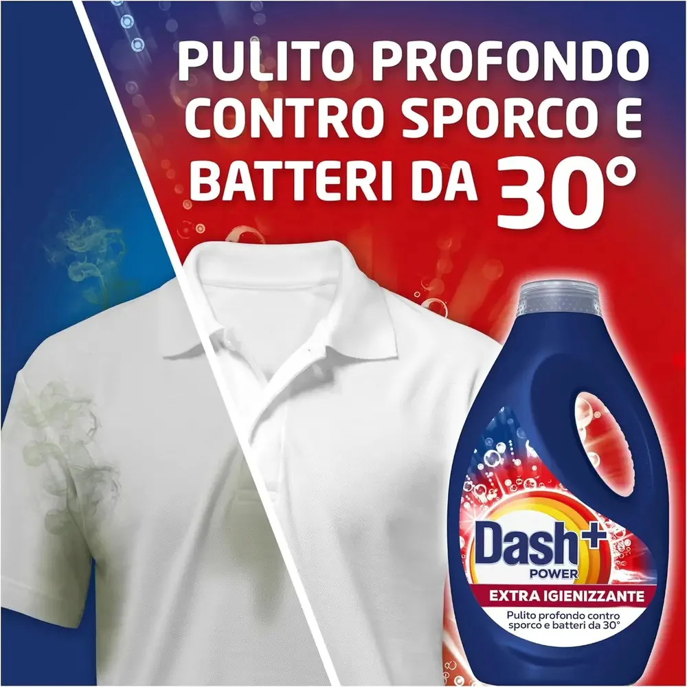 Dash Liquido Extra Igienizzante - Pulito Brillante - Igiene Profonda - Efficace Anche a Basse Temperature - Qualità Dash - 20 Lavaggi - immagine 2