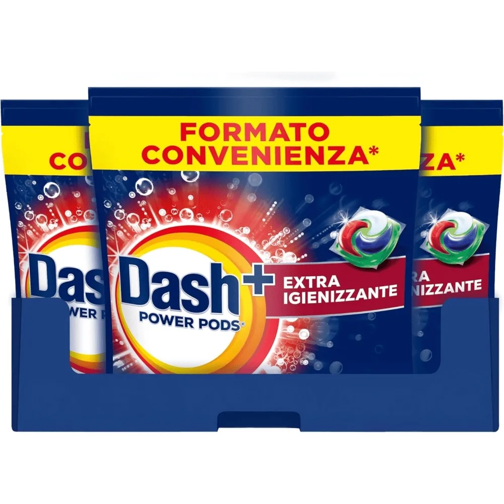 Confezione di Dash Pods Power Igienizzante, capsule lavatrice per un bucato pulito e sicuro.