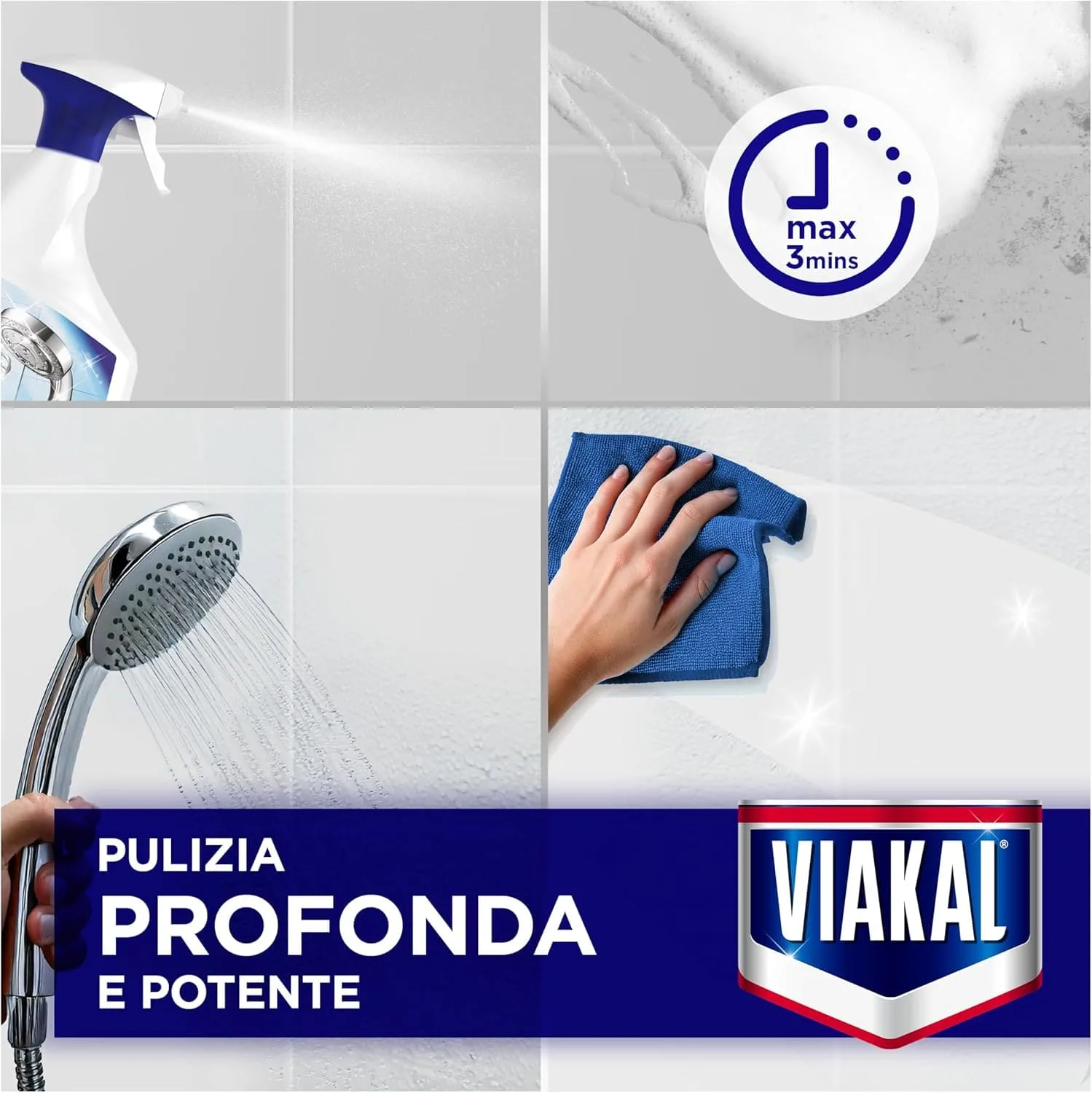 Viakal Spray Anticalcare Regolare - Scioglie il Calcare - Azione Anti-Ritorno - Brillantezza Immediata - Ideale per Docce e Rubinetteria - immagine 4