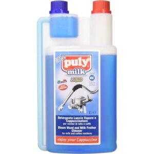 Flacone da 1000 ml di Puly Milk Plus, liquido detergente per la pulizia dello schiumalatte e lancia vapore.
