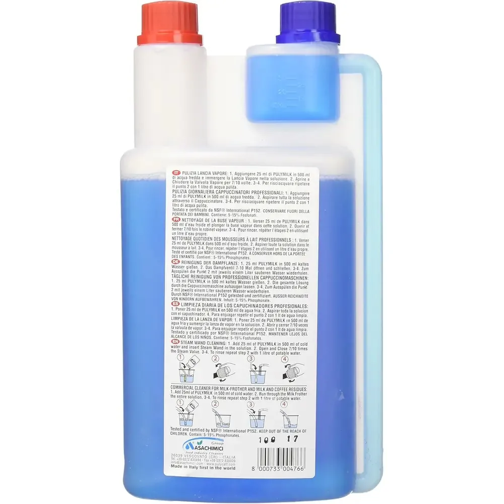 Puly Milk Plus 1000 ml - Detergente Professionale per Schiumalatte e Lance Vapore - Rimuove Residui e Proteine del Latte - Igienizzante Sicuro - immagine 2