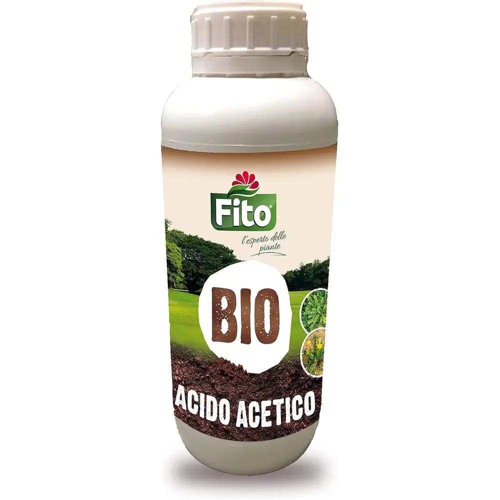Flacone di Aceto Fito, prodotto naturale per la cura di vialetti e aree esterne.