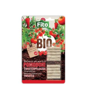 Confezione di bastoncini di concime biologico Fito specifico per piante di pomodoro.