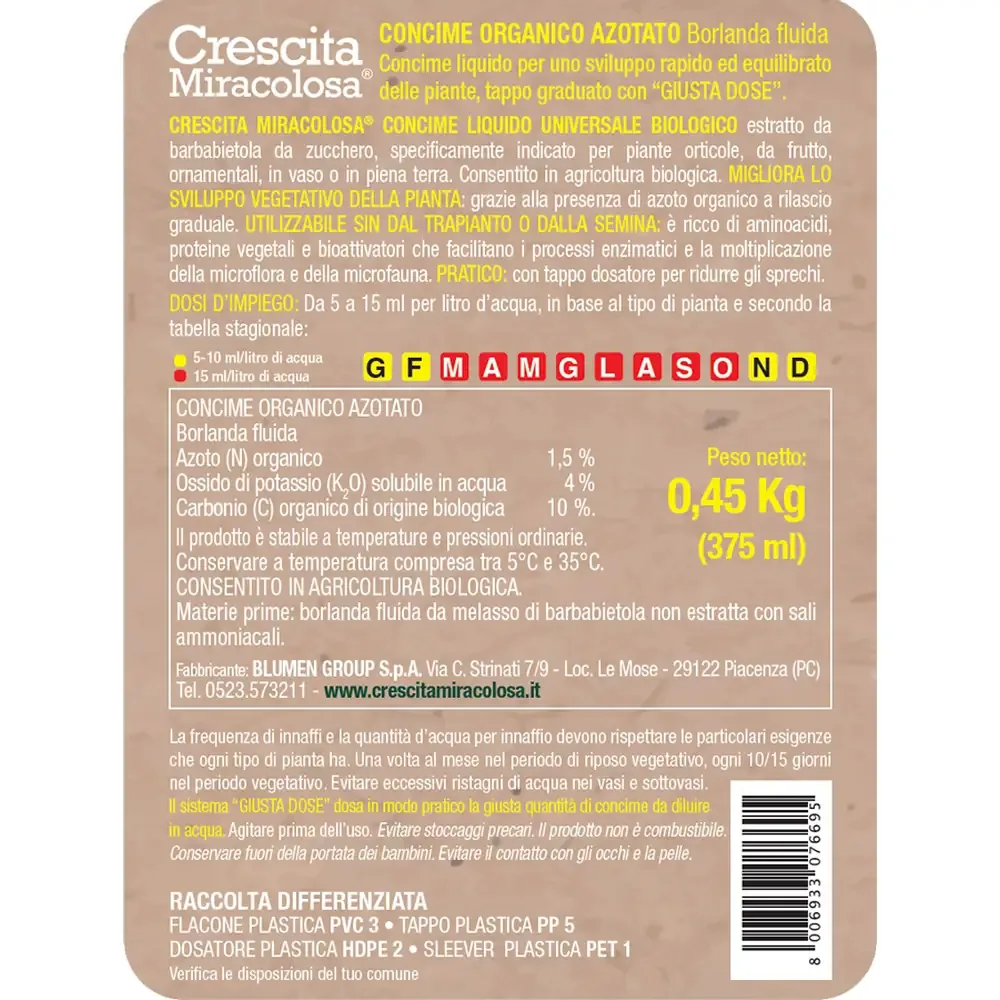 Crescita Miracolosa Concime Universale Bio - 100% Naturale - Per Piante Verdi, Fiorite e Orto - Risultati Visibili - Consentito in Agricoltura Bio - immagine 2