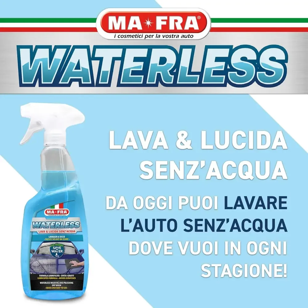 MA-FRA Waterless 750ml - Lavaggio Auto Senza Acqua - Pulisce e Lucida in un Solo Gesto - Formula Antigraffio Ecologica - Protezione Carrozzeria - immagine 3