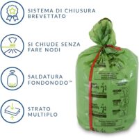 Domopak Spazzy Saccoverde 28L - Sacchi Nettezza  - 100% Riciclati da Post-Consumo - Sistema Avvolgi e Chiudi - Verde - immagine 2
