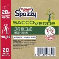 Domopak Spazzy Saccoverde 28L - Sacchi Nettezza  - 100% Riciclati da Post-Consumo - Sistema Avvolgi e Chiudi - Verde - immagine 4