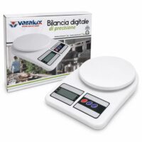 Bilancia da cucina digitale Varalux di colore bianco, con display LCD e portata massima di 10 kg.