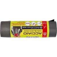 Domopak Spazzy Acciaio 30L - Sacchi Nettezza Ultra Resistenti - Con Elastico Bloccasac e Antigoccia - Profumati e Antiforo - immagine 3