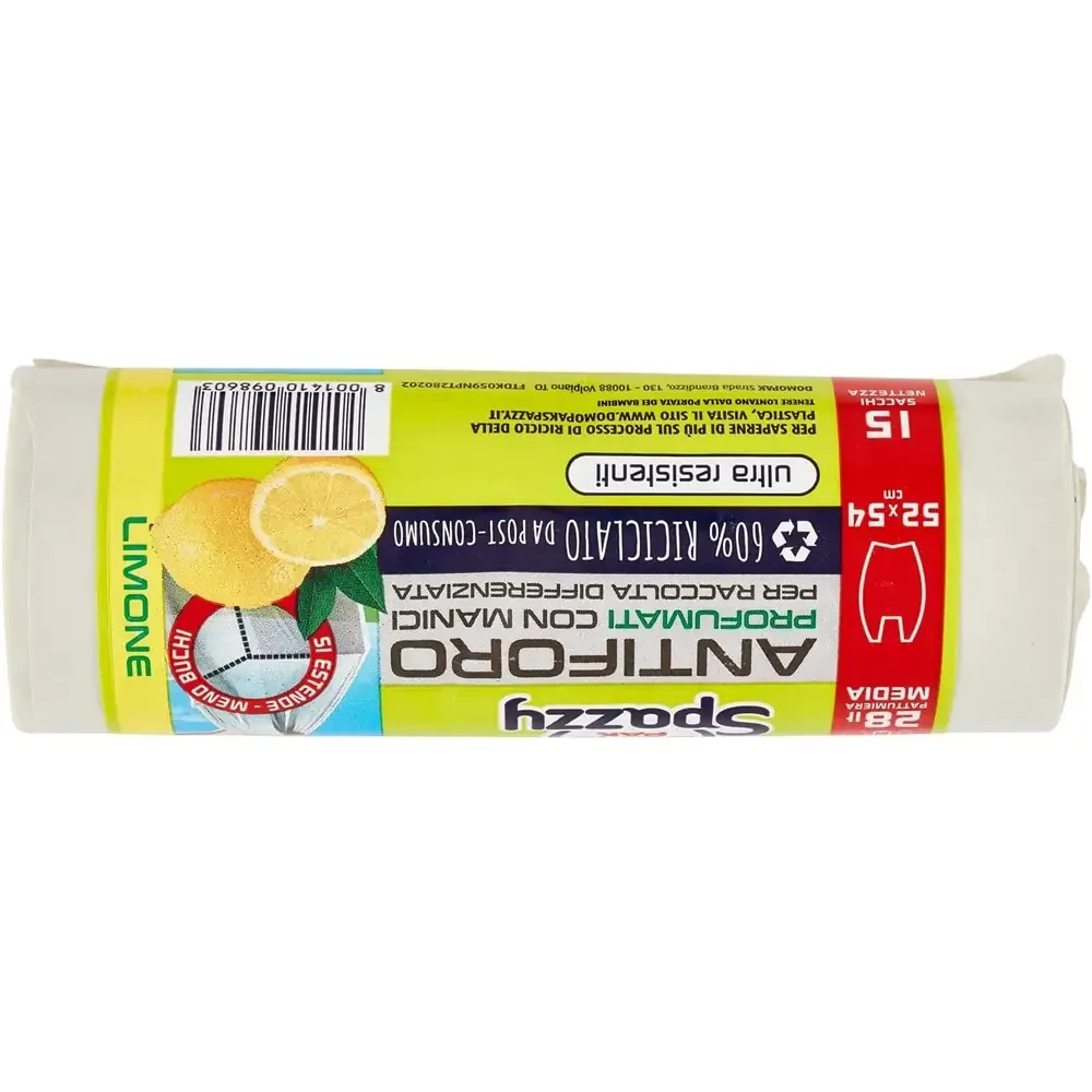Domopak Spazzy Sacchi Nettezza Profumati al Limone - Ultra Resistenti con Manici - Formato 52x54 cm - Antigoccia e Antiforo - immagine 3