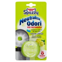 Confezione di deodorante per pattumiera Domopak Spazzy con gancio, fragranza agrumi.