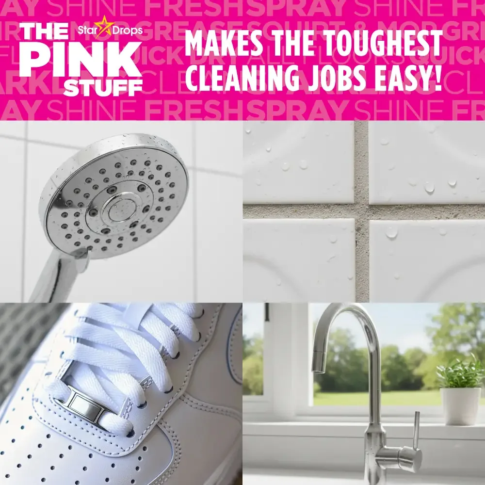 The Pink Stuff Scrubber Kit – Spazzola Elettrica per Pulizie – Include 4 Testine Intercambiabili – Rimuove lo Sporco Ostinato Senza Fatica – Ideale per Casa e Fuga - immagine 4