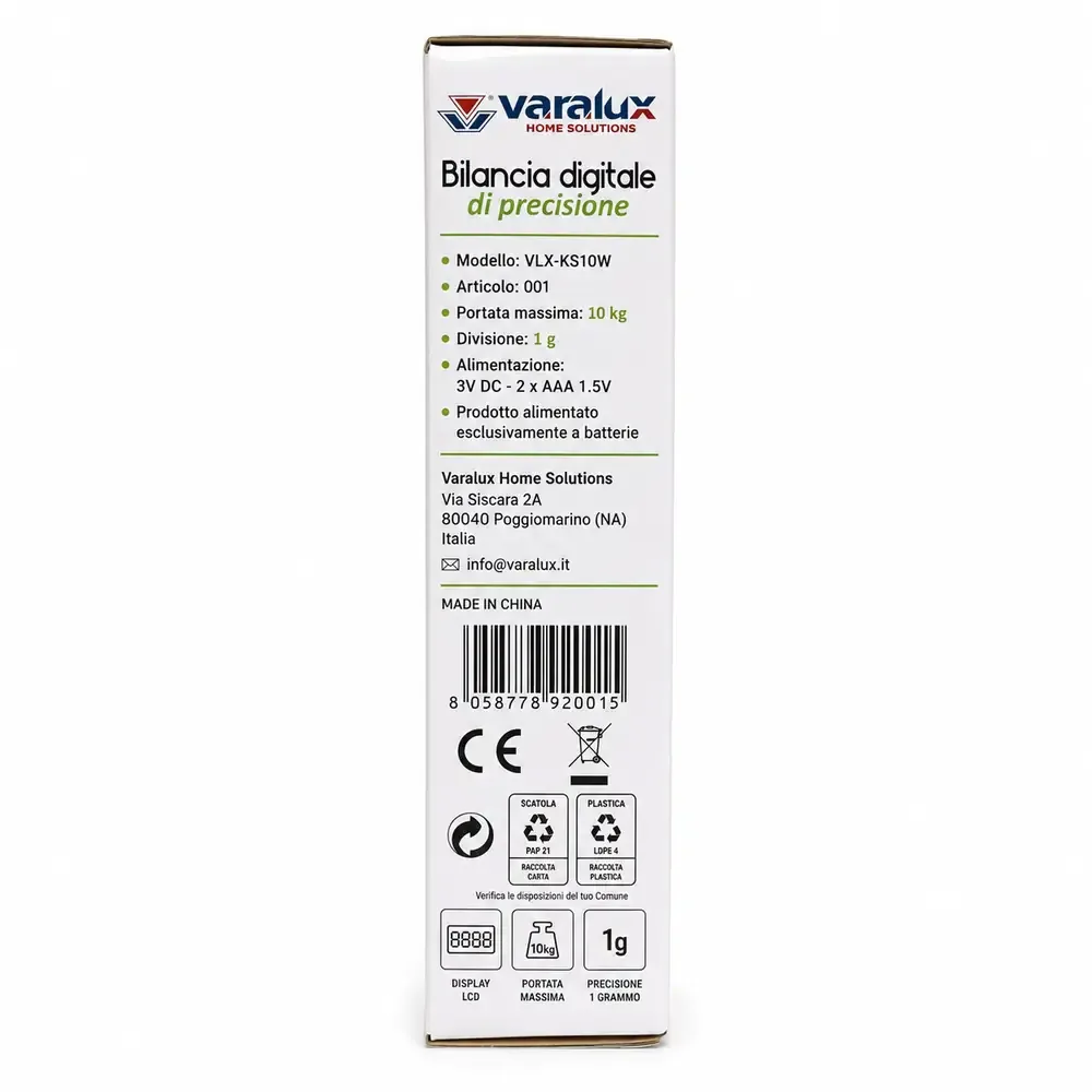 Varalux – Bilancia Cucina - Digitale - Bianca - Max 10kg - immagine 3