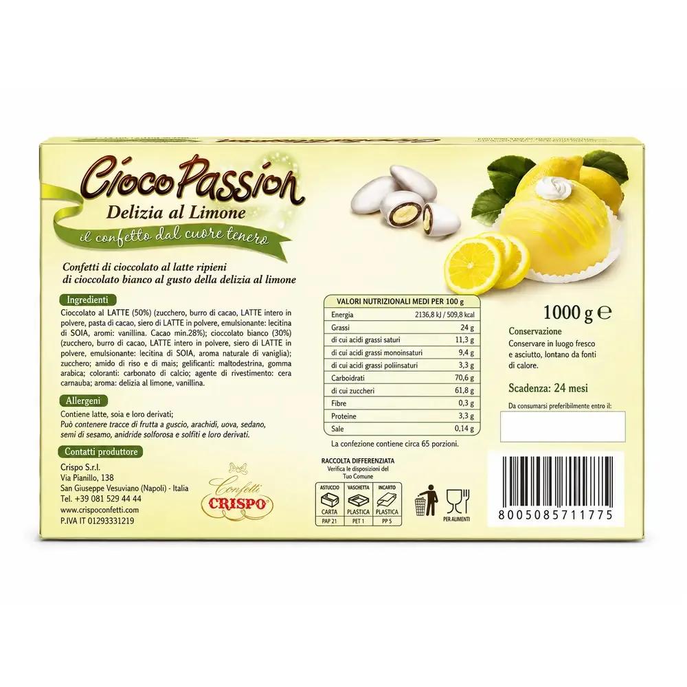 Confetti Crispo – CiocoPassion Delizia al Limone 1 kg – Ripieni di Cioccolato Bianco al Gusto Limone, Freschezza & Raffinatezza per Matrimoni e Eventi Speciali - immagine 3