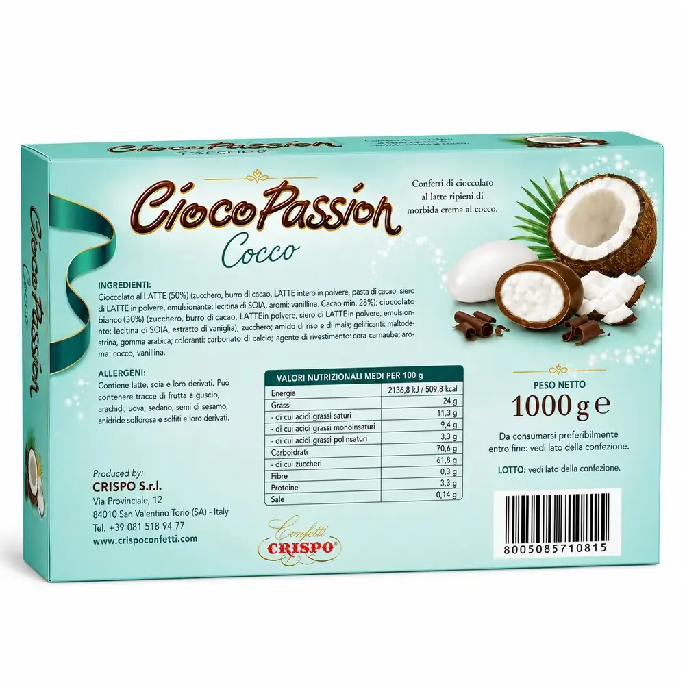 Confetti Crispo – CiocoPassion Cocco – Cioccolato al Latte Ripieno di Crema di Cocco, Gusto Esotico per Matrimoni & Feste Speciali - immagine 3