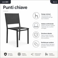 Sedia Esterno Alluminio – Colore Antracite – Elegante, Comoda in Textilene - immagine 3
