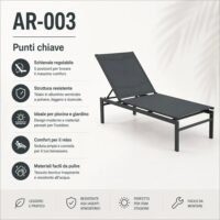 Lettino Prendisole Spring – Acciaio Resistente Antracite - immagine 2