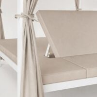 Daybed con Gazebo da Giardino 200x160 cm in Alluminio Bianco – Letto Prendisole con Cuscini in Textilene Ecru, Tetto e Tende in Poliestere, Ideale per Terrazzo, Patio e Piscina - immagine 4