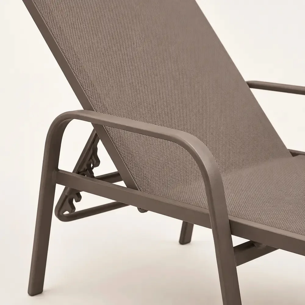 Lettino Prendisole MAY 195x69 cm in Ferro Taupe Antiruggine – Lettino da Giardino con Telo in Textilene Taupe, Ideale per Piscina, Terrazzo e Spiaggia - immagine 3