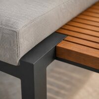 Salotto da Giardino Angolare HILLS in Polywood e Alluminio Antracite – Set Lounge da Esterno Bed Position con 2 Divani ad Angolo, Tavolino 74x74 cm e Cuscini Sfoderabili Grigio Chiaro - immagine 2