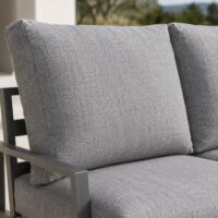 Salotto da Giardino 4 Pezzi in Alluminio Antracite, Set con 2 Poltrone, Divano e Tavolino, Cuscini Poliestere Grigio Chiaro, Stile Moderno - immagine 6